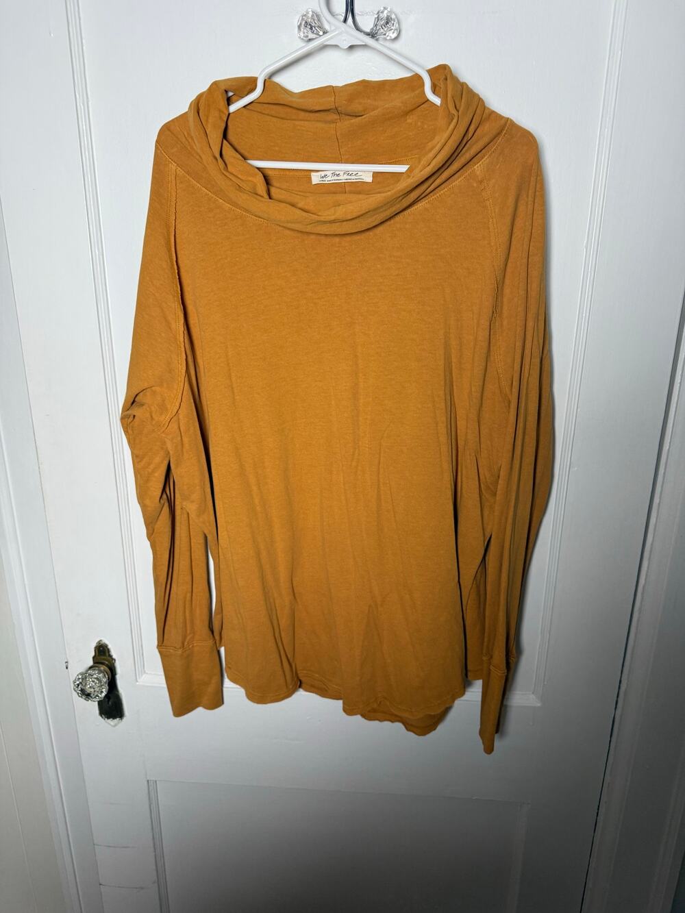 We the Free People Don't You Want Me Knit Boho Gold Mustard Yellow Top Large